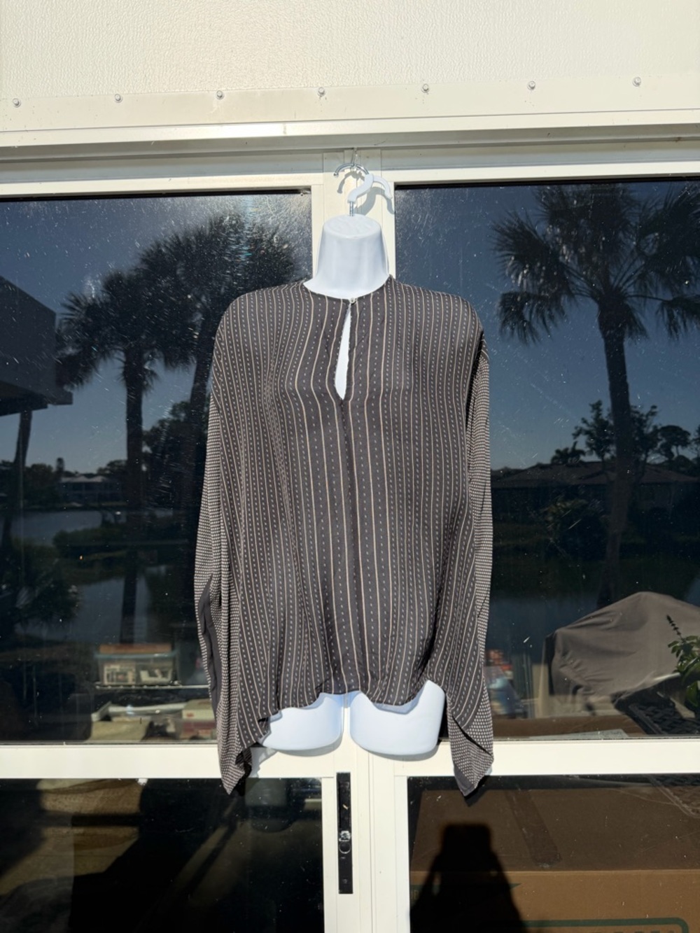 Vince Black and White Striped Tunic Blouse